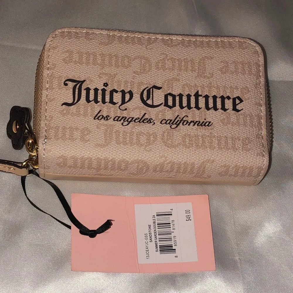Juicy Couture Sandstone Summer Garden Double Medium ZA Wallet Flower Charm NWT